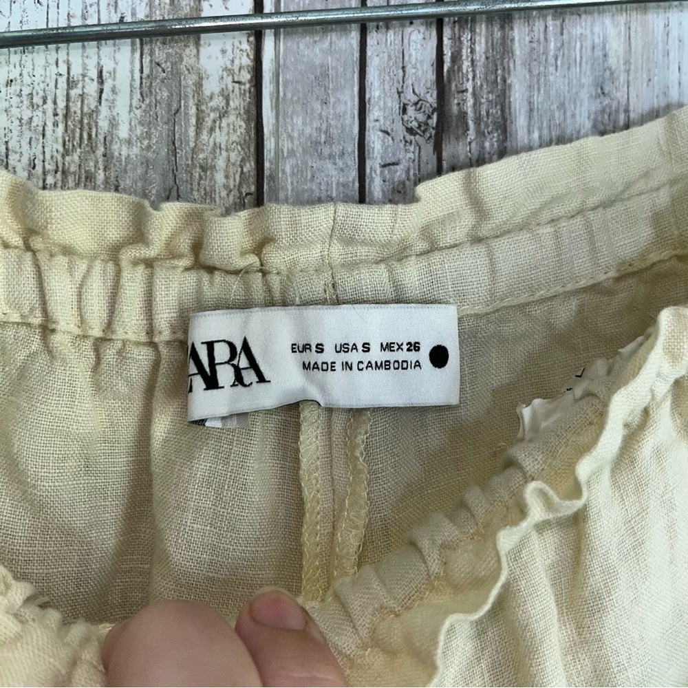 Zara 100% Linen Matching Set Sand Beige Oversized Shirt Shorts Co Ord Size S - Picture 11 of 11